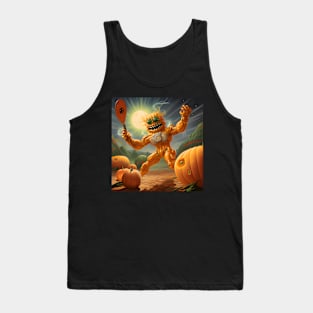 Pumpkin Alien Playing Pickleball Tank Top